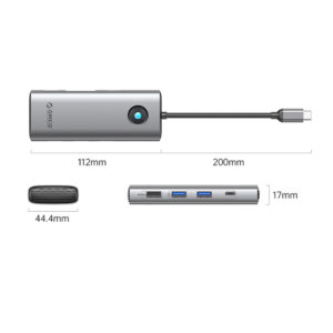 Orico PW11 8in1 USB-C Docking Station 2x USB-A 3.0 1x USB-A 2.0 1x USB-C 3.0 1x USB-C PD 100W 1x HDMI 4K 60Hz 1x VGA 1080P 60Hz 1x RJ45 Gigabit Ethernet - Gray - Image 2