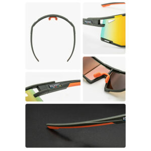 Rockbros SP258 ROAD TO SKY Cycling Glasses Polarized Orange Lenses - Green - Image 3