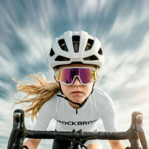 Rockbros SP383 Shining Warrior Cycling Glasses - Matte White Frame, Polarized Red Lenses - Image 2
