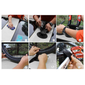 Rockbros XP1002 Suction Cup Roof Rack for 2 Bikes - Black - Image 7
