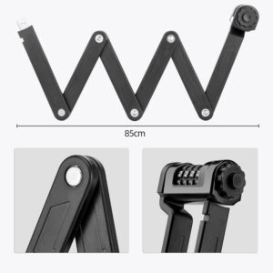 Rockbros LFCXR0085 Folding Bike Lock with Combination - Black - Image 3