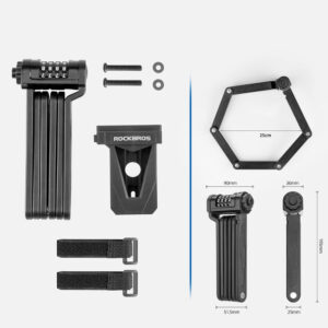 Rockbros LFCXR0085 Folding Bike Lock with Combination - Black - Image 5