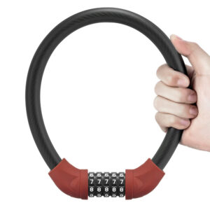 Rockbros RKS870-BK bicycle lock with code, steel cable, 85 cm - red - Image 2