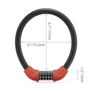 Rockbros RKS870-BK bicycle lock with code, steel cable, 85 cm - red - Image 3