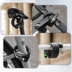 Rockbros 87632 bicycle lock with code, steel cable, 115 cm - black - Image 6