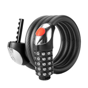 Rockbros RKS531 bicycle lock with 5-digit code, steel cable, 120 cm, with LED lighting - black - Image 2