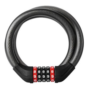 Rockbros RKS531 bicycle lock with 5-digit code, steel cable, 120 cm, with LED lighting - black - Image 3