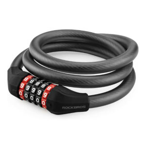 Rockbros RKS531 bicycle lock with 5-digit code, steel cable, 120 cm, with LED lighting - black - Image 5