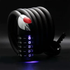 Rockbros RKS531 bike lock with 5-digit code, steel cable, 180 cm, with LED lighting - black - Image 3