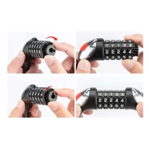 Rockbros RKS531 bike lock with 5-digit code, steel cable, 180 cm, with LED lighting - black - Image 7