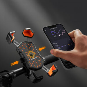 Rockbros HW-117 Handlebar Clamp Phone Holder - Black and Orange - Image 3