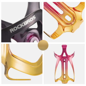 Rockbros RKL02 Aluminum Bottle Cage - Red and Gold - Image 7
