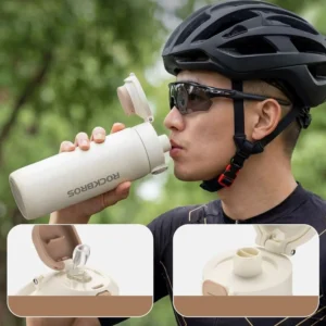 Rockbros S550H-1 700 ml Thermal Bottle with Magnetic Holder and Mounting Strap - Beige - Image 4