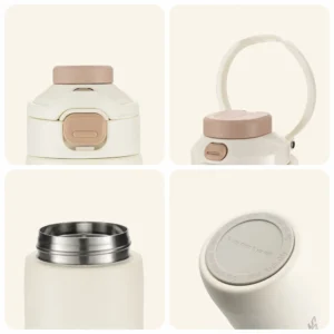 Rockbros S550H-1 700 ml Thermal Bottle with Magnetic Holder and Mounting Strap - Beige - Image 5