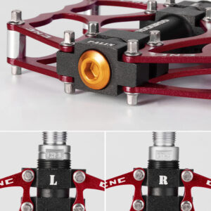 Rockbros JT201012LR 2010-12L Aluminum Platform Bicycle Pedals - Red - Image 6