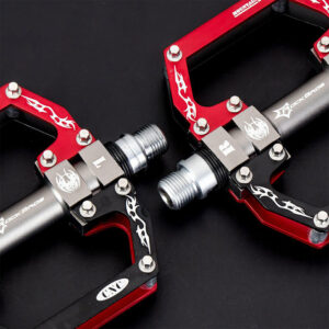 Rockbros 2010-12SBKR Aluminum Bicycle Pedals with Sealed Bearings - Black and Red - Image 7
