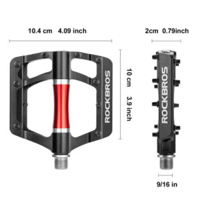 Rockbros 2020-12CBK Platform Aluminum Bicycle Pedals - Black - Image 4