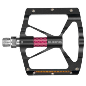 Rockbros K307PT Aluminum Reflective Platform Bicycle Pedals - Black - Image 2