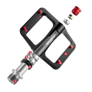 Rockbros BP2603 Platform Bicycle Pedals with Titanium Axle and Magnesium Alloy Bearings - Black - Image 3