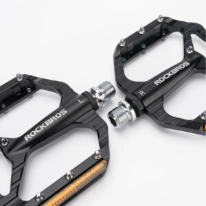 Rockbros C700 Reflective Aluminum Platform Bicycle Pedals - Black - Image 2