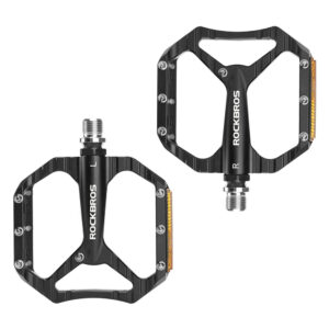 Rockbros C700 Reflective Aluminum Platform Bicycle Pedals - Black - Image 3