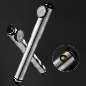 Rockbros HQ-67A-L03 Bicycle Pump with Pressure Gauge - Silver - Image 2
