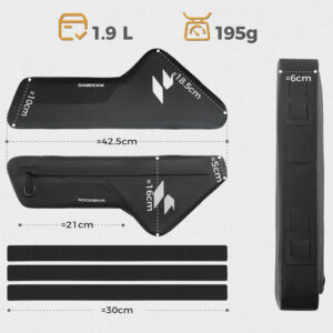 Rockbros AS-152 Down Tube Bike Bag Waterproof 1.9L - Black - Image 7