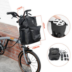 Rockbros AS-158 Handlebar Bag for Brompton 18L Folding Bike - Black - Image 2