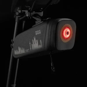 Rockbros AS-141 Lightweight Bicycle Seat Bag with Smart Rear Light - Black - Image 8