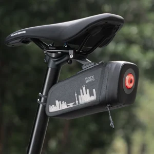 Rockbros AS-141 Lightweight Bicycle Seat Bag with Smart Rear Light - Black - Image 9
