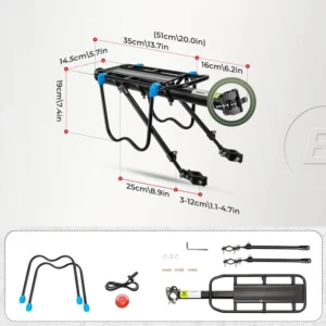 Rockbros Shelves HJ10010 Quick-Mount Bike Rack with Reflector - Black - Image 2