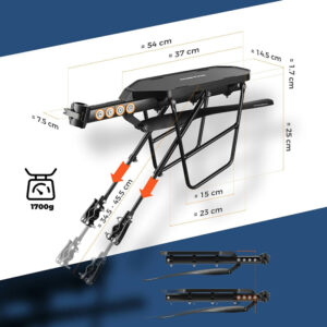 Rockbros RBHJ-1 Black Diamond Bike Rack with Mudguard and Quick Mount for 26-29" Mountain Bikes - Black - Image 5