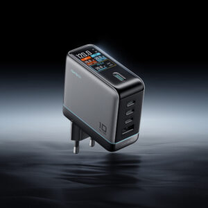 Cuktech AD1204U 120W Wall Charger with Display and USB-C Cable - sidabro spalvos - Image 2