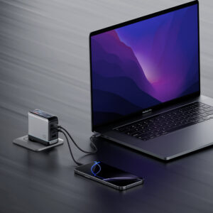 Cuktech AD1204U 120W Wall Charger with Display and USB-C Cable - sidabro spalvos - Image 6