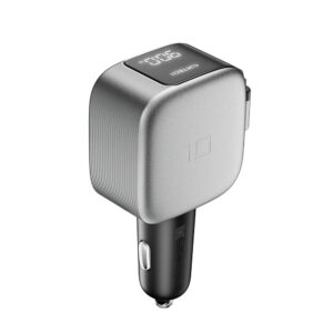 Cuktech CC903P 100W Car Charger with Display and 70cm Retractable USB-C Cable - Gray - Image 2