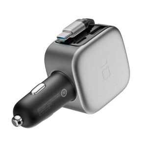Cuktech CC903P 100W Car Charger with Display and 70cm Retractable USB-C Cable - Gray - Image 3