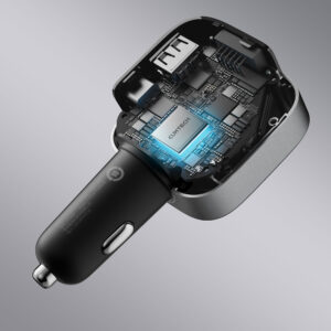 Cuktech CC903P 100W Car Charger with Display and 70cm Retractable USB-C Cable - Gray - Image 8
