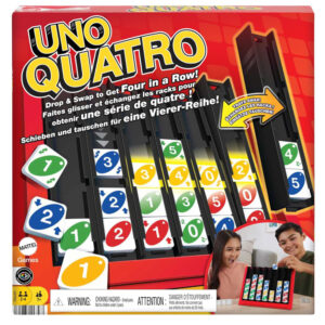 Mattel Uno Quatro žaidimas – strateginis, šeimos žaidimas su spalvotomis plytelėmis GR0914 - Image 8