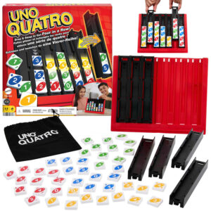 Mattel Uno Quatro žaidimas – strateginis, šeimos žaidimas su spalvotomis plytelėmis GR0914