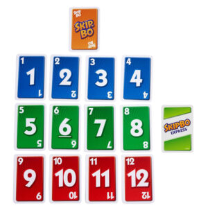 Mattel Skip-Bo Express kortų žaidimas – greitas, strateginis GR0915 - Image 2
