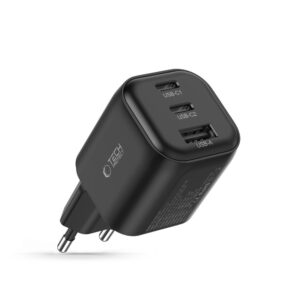 Tech-Protect NCA100W-GAN-AVS 3 prievadų tinklo įkroviklis PD 3.2 100W / QC3.0 juodas - Image 2