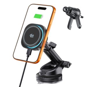 TECH-PROTECT V20 ARCTICBOOST MAGNETINIS MAGSAFE AUTOMOBILINIS LAIKIKLIS ANT PRIETAISŲ SKYDELIO IR ORO IŠPUČIŲ SU BELAIDŽIU ĮKROVIKLIU 25W QI2.2 JUODAS - Image 2