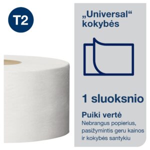 Tualetinis popierius Tork Universal Jumbo Mini T2 (120161), pilkos spalvos, 1 sluoksnis, 240 m, 1200 lapelių - Image 3