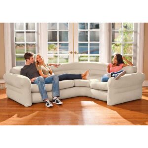 Pripučiama kampinė sofa keturiems asmenims 257x203x76 cm smėlio spalvos INTEX 68575 - Image 3