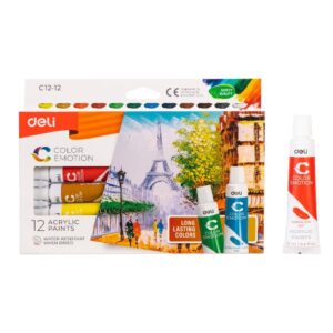Akriliniai dažai DELI 24 spalvų 12ml tūbelėse - Image 8