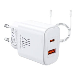 Charger Joyroom JR-TCF05 Flash, 20W + C to L Cable 1m baltos spalvos
