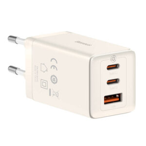 Wall charger Baseus GaN5 2x USB-C + USB, 65W + cable 1m baltos spalvos - Image 3