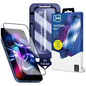 Apsauginis stiklas 3MK HardGlass Max su aplikatoriumi skirtas Apple iPhone 17 Pro Max juodos spalvos