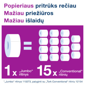 Tualetinis popierius Tork Universal Jumbo T1 (120160), pilkos spalvos, 1 sluoksnis, 480 m, 2400 lapelių - Image 4