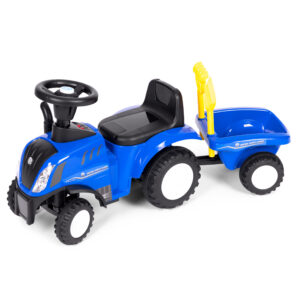 Vaikiškas traktorius New Holland su priekaba, interaktyviu vairu ir garsais, mėlynas - Image 4